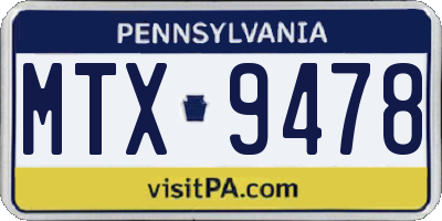 PA license plate MTX9478