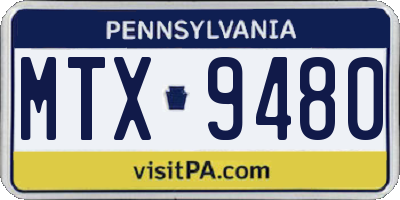 PA license plate MTX9480