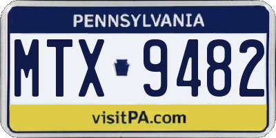 PA license plate MTX9482