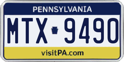 PA license plate MTX9490