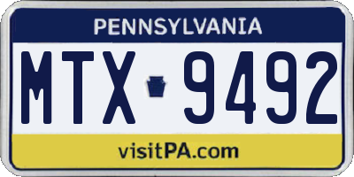 PA license plate MTX9492