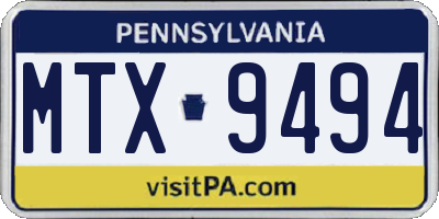 PA license plate MTX9494