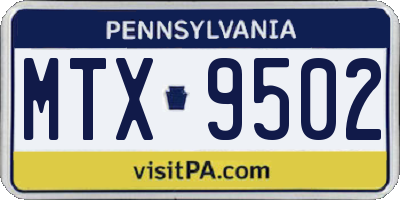PA license plate MTX9502