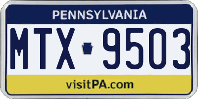 PA license plate MTX9503