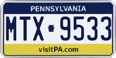 PA license plate MTX9533
