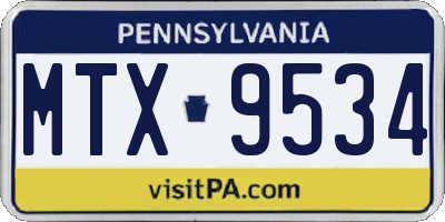 PA license plate MTX9534