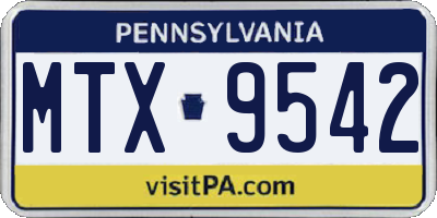 PA license plate MTX9542