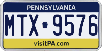 PA license plate MTX9576