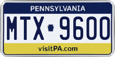 PA license plate MTX9600
