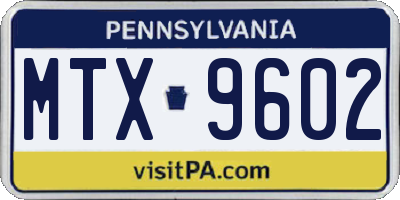 PA license plate MTX9602