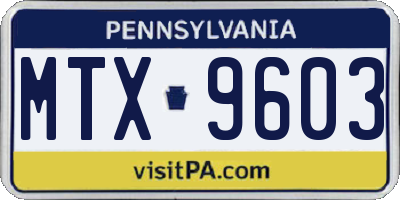 PA license plate MTX9603