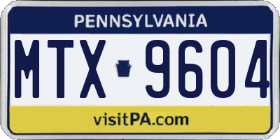 PA license plate MTX9604