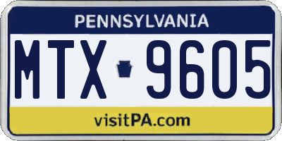PA license plate MTX9605