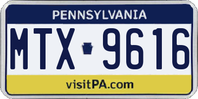 PA license plate MTX9616