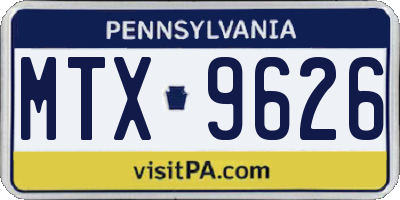 PA license plate MTX9626