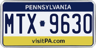 PA license plate MTX9630