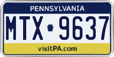 PA license plate MTX9637