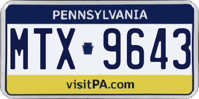 PA license plate MTX9643