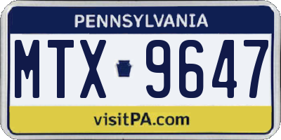 PA license plate MTX9647
