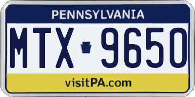PA license plate MTX9650