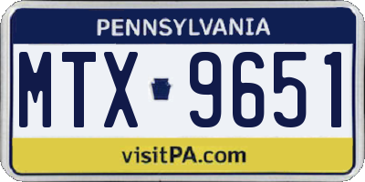 PA license plate MTX9651