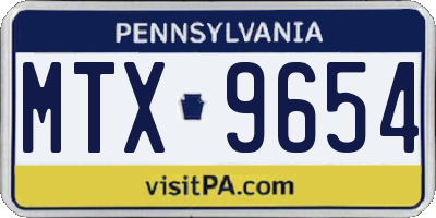 PA license plate MTX9654