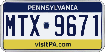 PA license plate MTX9671