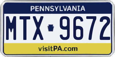 PA license plate MTX9672