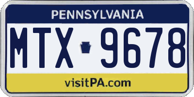 PA license plate MTX9678