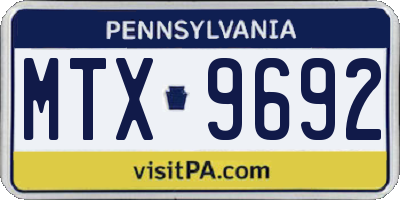 PA license plate MTX9692