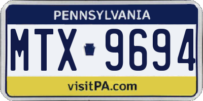 PA license plate MTX9694