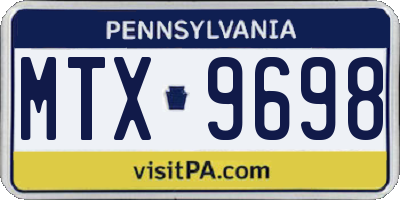 PA license plate MTX9698