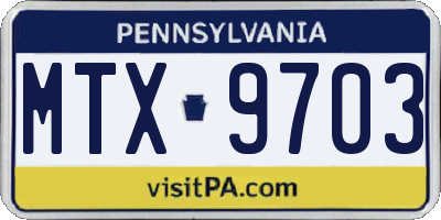PA license plate MTX9703