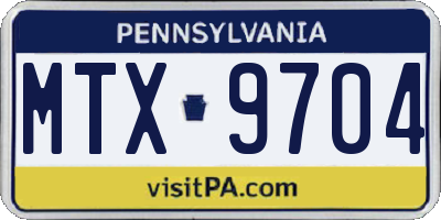 PA license plate MTX9704