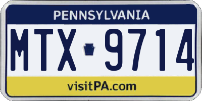 PA license plate MTX9714