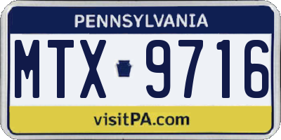 PA license plate MTX9716