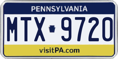 PA license plate MTX9720