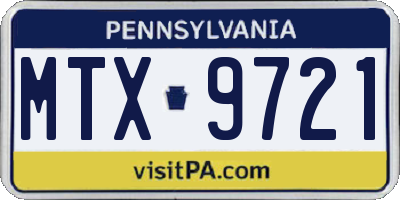 PA license plate MTX9721