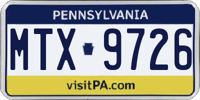 PA license plate MTX9726