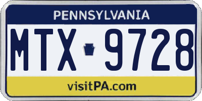 PA license plate MTX9728