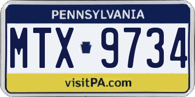 PA license plate MTX9734