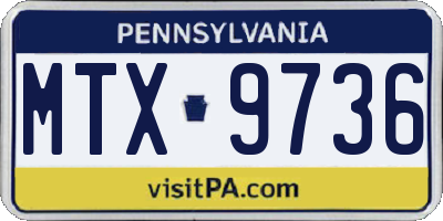 PA license plate MTX9736