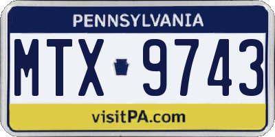 PA license plate MTX9743