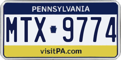 PA license plate MTX9774