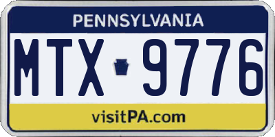 PA license plate MTX9776