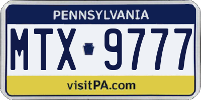 PA license plate MTX9777