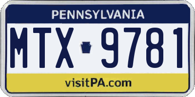 PA license plate MTX9781