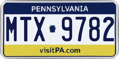 PA license plate MTX9782