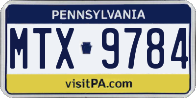 PA license plate MTX9784