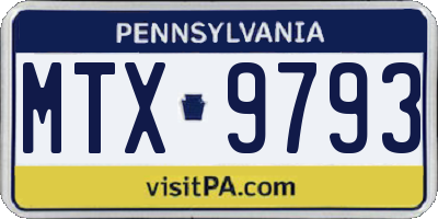 PA license plate MTX9793